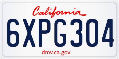 CA license plate 6XPG304
