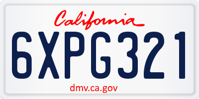 CA license plate 6XPG321