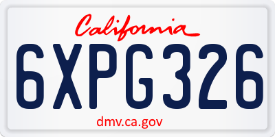 CA license plate 6XPG326