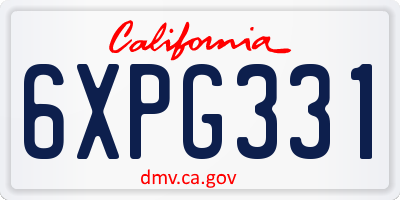 CA license plate 6XPG331