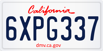 CA license plate 6XPG337
