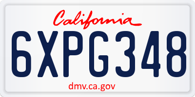 CA license plate 6XPG348