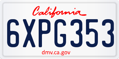 CA license plate 6XPG353