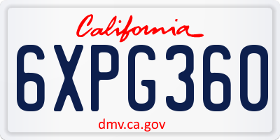 CA license plate 6XPG360