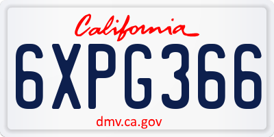 CA license plate 6XPG366