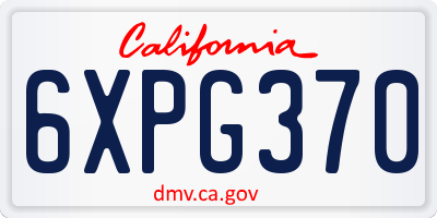 CA license plate 6XPG370