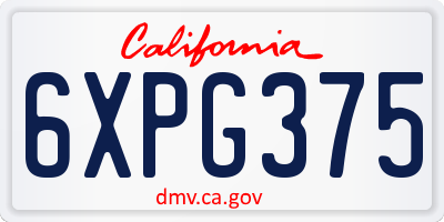 CA license plate 6XPG375