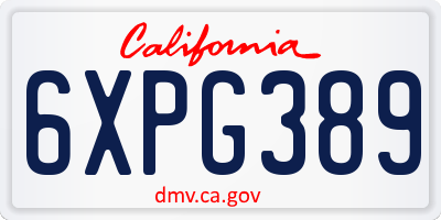 CA license plate 6XPG389