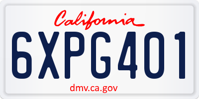 CA license plate 6XPG401