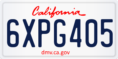 CA license plate 6XPG405