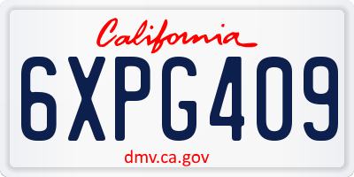 CA license plate 6XPG409