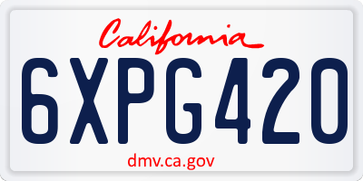 CA license plate 6XPG420