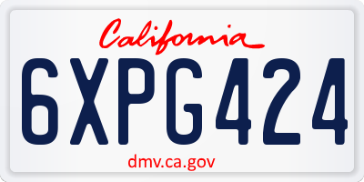 CA license plate 6XPG424