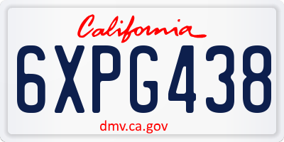 CA license plate 6XPG438