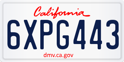 CA license plate 6XPG443