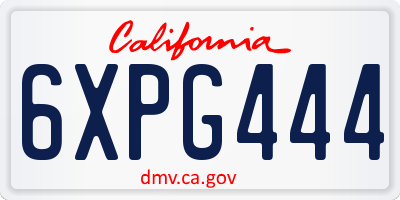 CA license plate 6XPG444