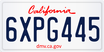 CA license plate 6XPG445