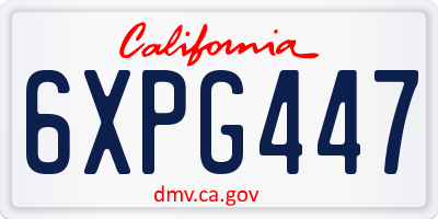 CA license plate 6XPG447
