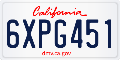 CA license plate 6XPG451