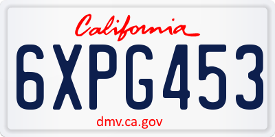 CA license plate 6XPG453