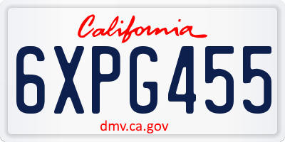 CA license plate 6XPG455