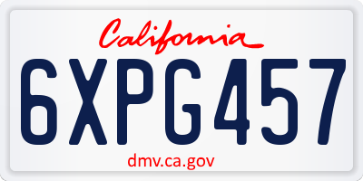 CA license plate 6XPG457