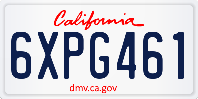 CA license plate 6XPG461