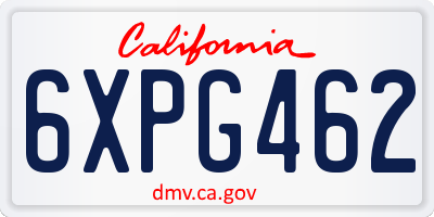 CA license plate 6XPG462