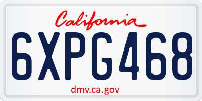 CA license plate 6XPG468