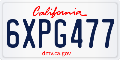CA license plate 6XPG477