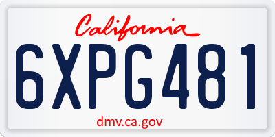 CA license plate 6XPG481