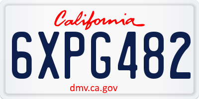 CA license plate 6XPG482