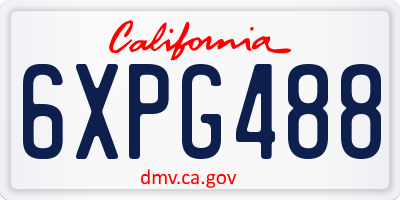 CA license plate 6XPG488