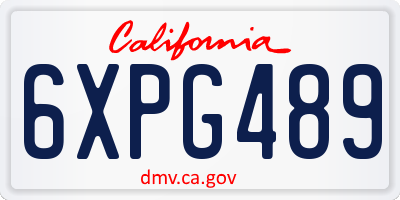 CA license plate 6XPG489