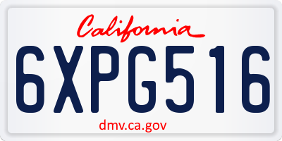 CA license plate 6XPG516