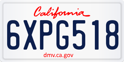 CA license plate 6XPG518