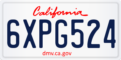 CA license plate 6XPG524