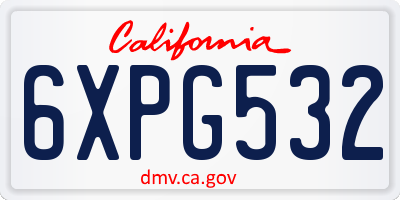 CA license plate 6XPG532