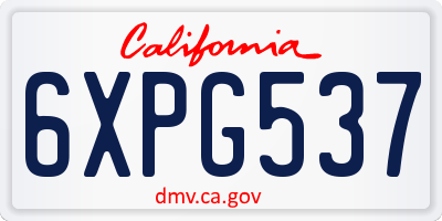 CA license plate 6XPG537