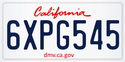 CA license plate 6XPG545