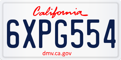CA license plate 6XPG554