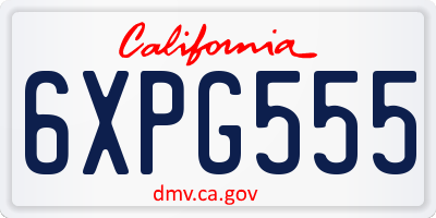 CA license plate 6XPG555