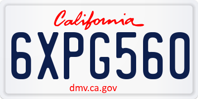 CA license plate 6XPG560
