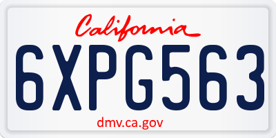 CA license plate 6XPG563