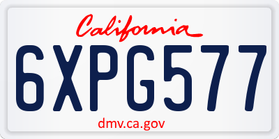 CA license plate 6XPG577