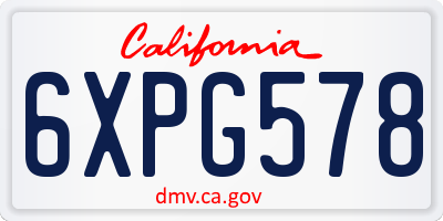 CA license plate 6XPG578