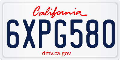 CA license plate 6XPG580
