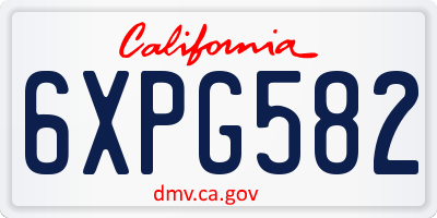 CA license plate 6XPG582