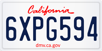 CA license plate 6XPG594
