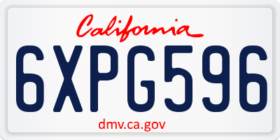 CA license plate 6XPG596